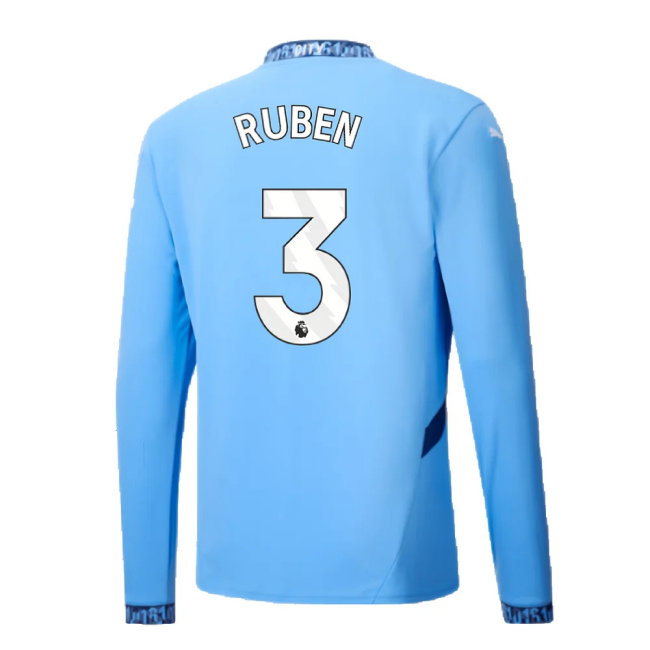 2024-2025 Man City Home Long Sleeve Shirt (Ruben 3)