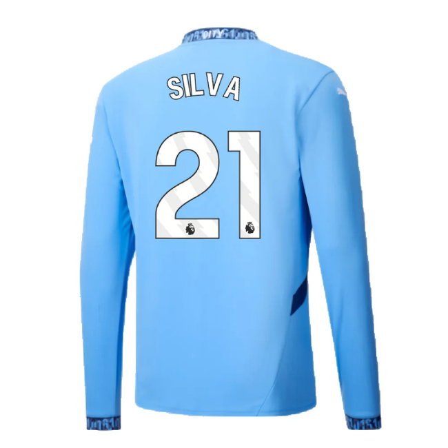 2024-2025 Man City Home Long Sleeve Shirt (Silva 21)