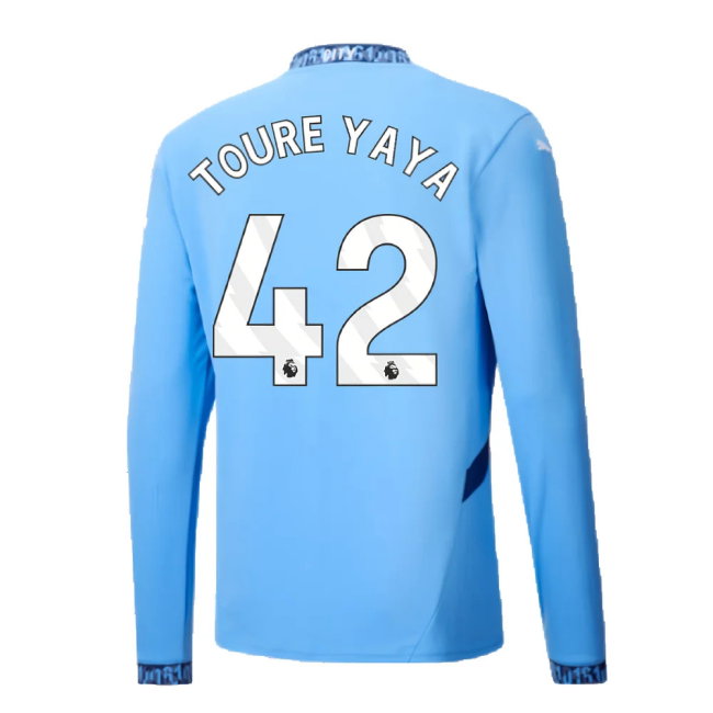 2024-2025 Man City Home Long Sleeve Shirt (Toure Yaya 42)