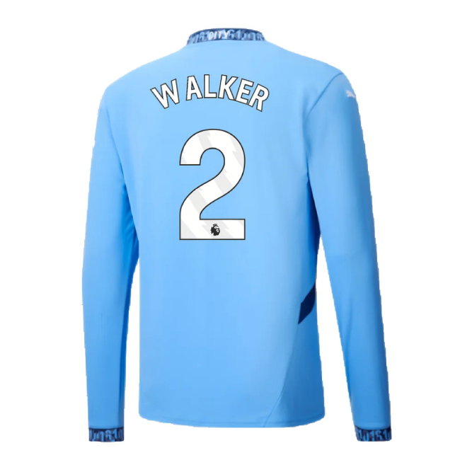 2024-2025 Man City Home Long Sleeve Shirt (Walker 2)