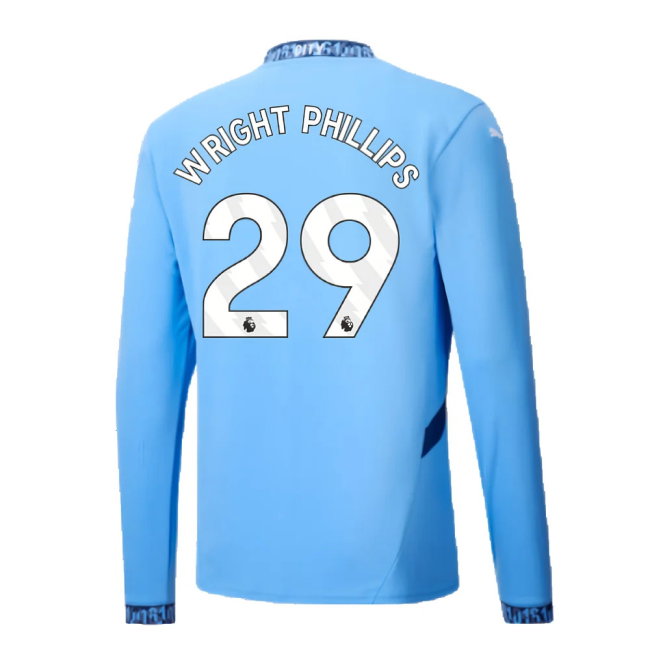 2024-2025 Man City Home Long Sleeve Shirt (Wright Phillips 29)