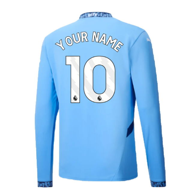 2024-2025 Man City Home Long Sleeve Shirt (Your Name)
