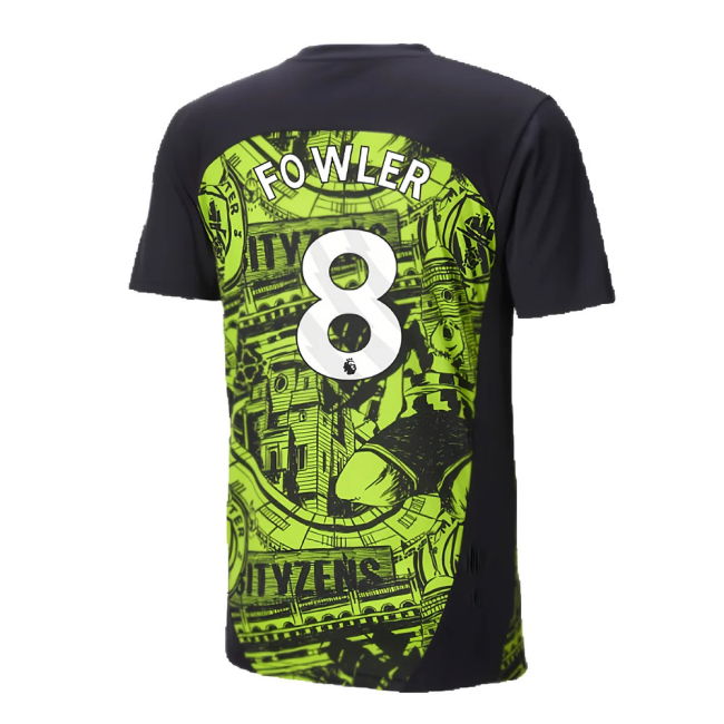 2024-2025 Man City Pre-Match Shirt (Yellow Glow) (Fowler 8)