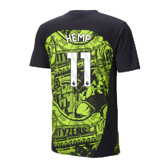 2024-2025 Man City Pre-Match Shirt (Yellow Glow) (Hemp 11)