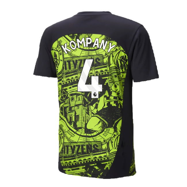 2024-2025 Man City Pre-Match Shirt (Yellow Glow) (Kompany 4)