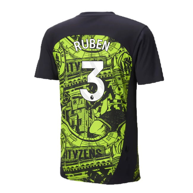 2024-2025 Man City Pre-Match Shirt (Yellow Glow) (Ruben 3)