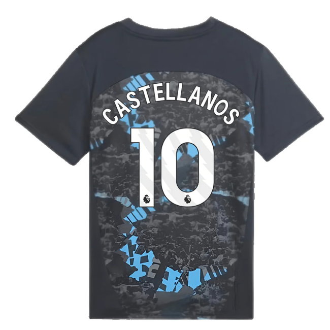 2024-2025 Man City Prematch SS Jersey (Strong Gray) - Kids (Castellanos 10)