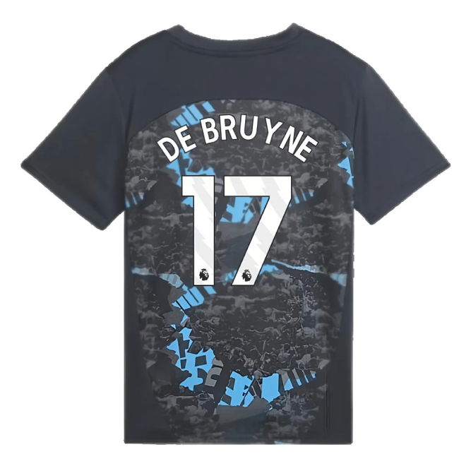 2024-2025 Man City Prematch SS Jersey (Strong Gray) - Kids (De Bruyne 17)