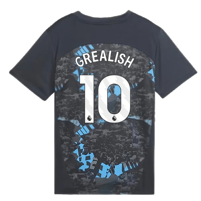 2024-2025 Man City Prematch SS Jersey (Strong Gray) - Kids (Grealish 10)