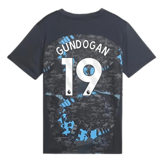 2024-2025 Man City Prematch SS Jersey (Strong Gray) - Kids (Gundogan 19)