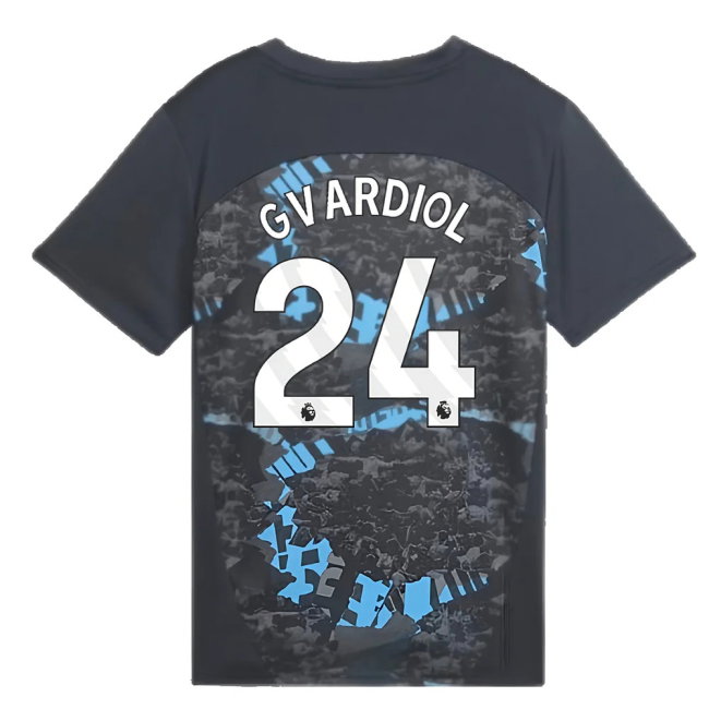 2024-2025 Man City Prematch SS Jersey (Strong Gray) - Kids (Gvardiol 24)