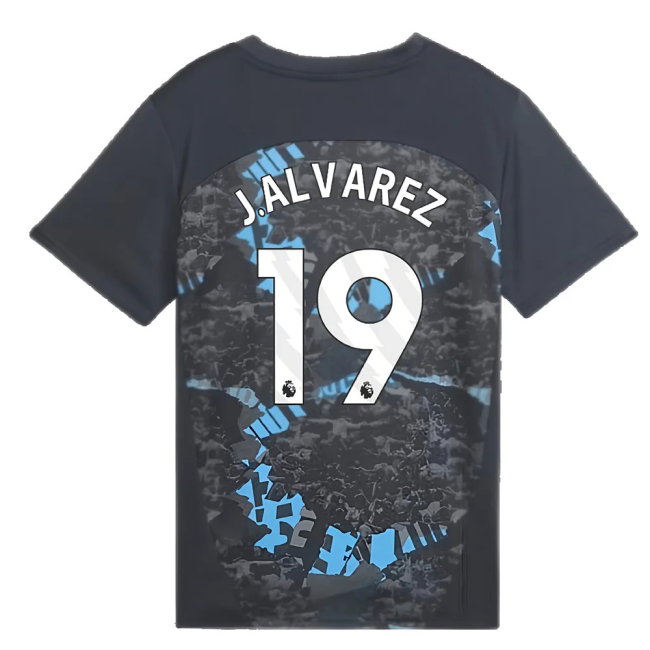 2024-2025 Man City Prematch SS Jersey (Strong Gray) - Kids (J.Alvarez 19)
