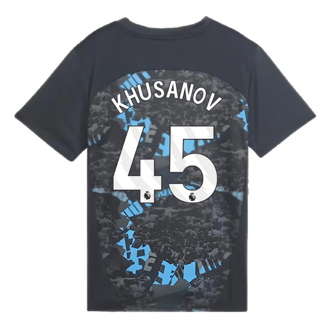 2024-2025 Man City Prematch SS Jersey (Strong Gray) - Kids (Khusanov 45)