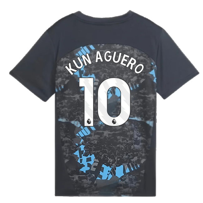 2024-2025 Man City Prematch SS Jersey (Strong Gray) - Kids (Kun Aguero 10)