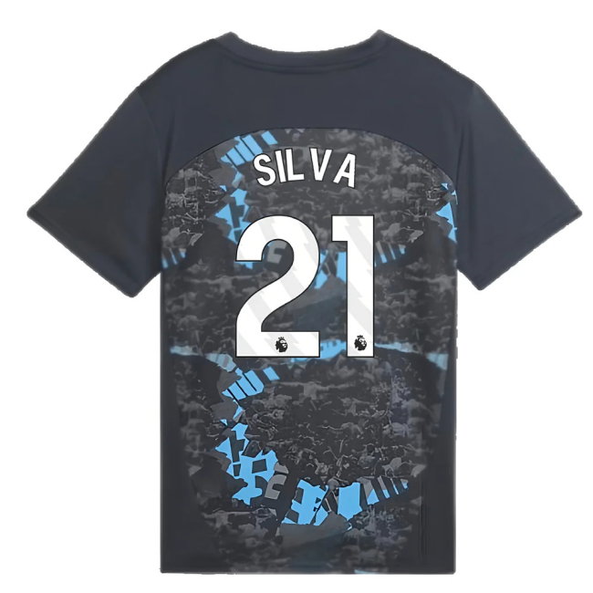 2024-2025 Man City Prematch SS Jersey (Strong Gray) - Kids (Silva 21)