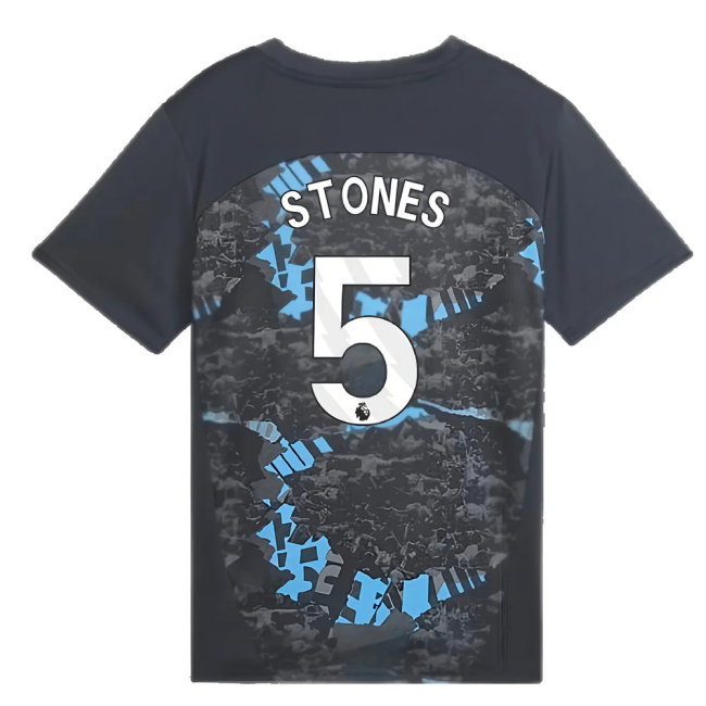 2024-2025 Man City Prematch SS Jersey (Strong Gray) - Kids (Stones 5)