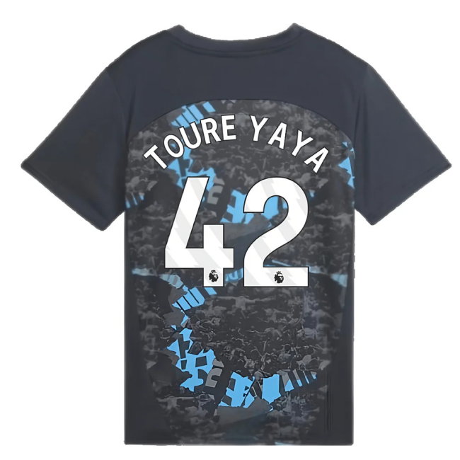 2024-2025 Man City Prematch SS Jersey (Strong Gray) - Kids (Toure Yaya 42)