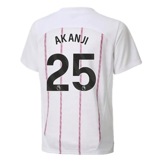 2024-2025 Man City Prematch SS Jersey (White) - Kids (Akanji 25)