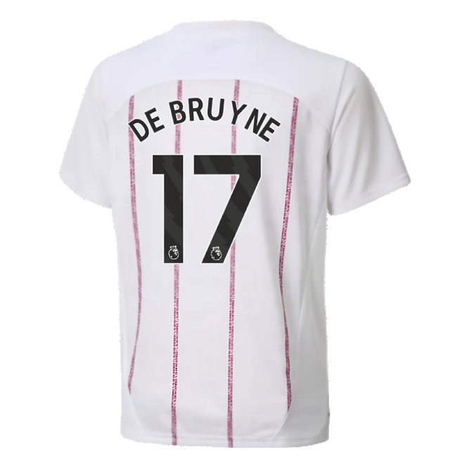 2024-2025 Man City Prematch SS Jersey (White) - Kids (De Bruyne 17)