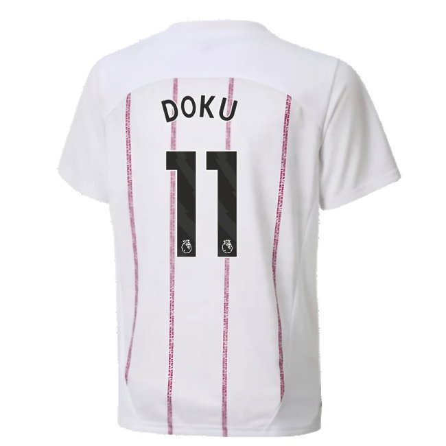 2024-2025 Man City Prematch SS Jersey (White) - Kids (Doku 11)