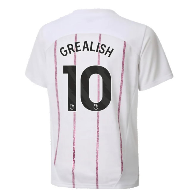 2024-2025 Man City Prematch SS Jersey (White) - Kids (Grealish 10)