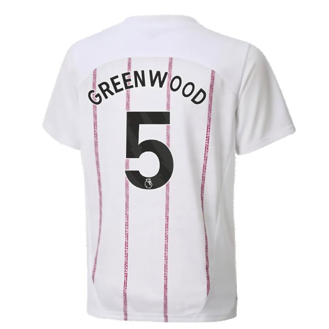 2024-2025 Man City Prematch SS Jersey (White) - Kids (Greenwood 5)