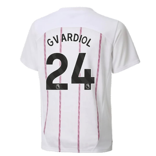 2024-2025 Man City Prematch SS Jersey (White) - Kids (Gvardiol 24)