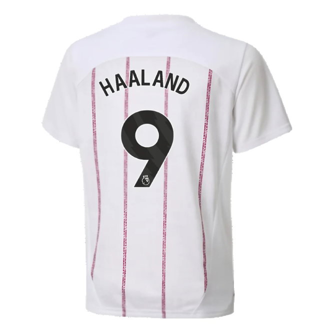 2024-2025 Man City Prematch SS Jersey (White) - Kids (Haaland 9)