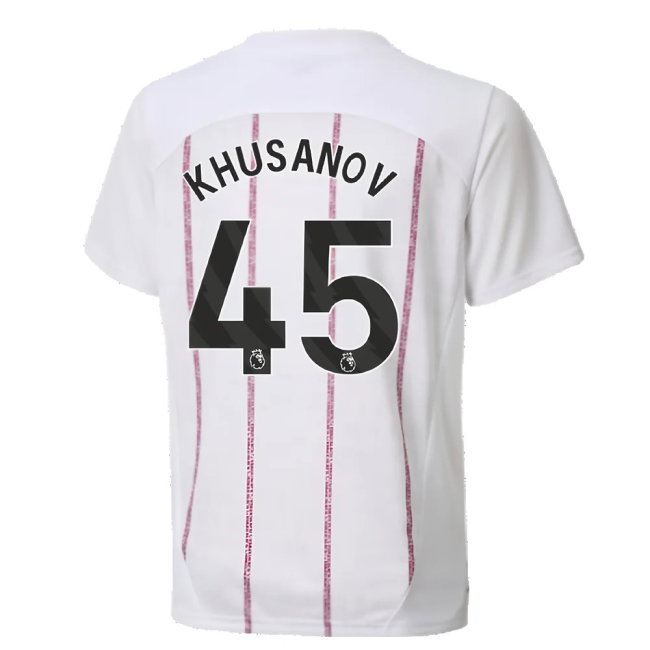 2024-2025 Man City Prematch SS Jersey (White) - Kids (Khusanov 45)