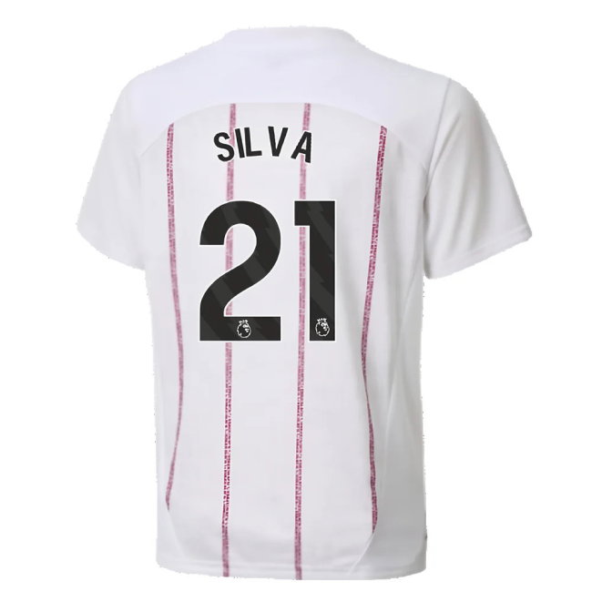 2024-2025 Man City Prematch SS Jersey (White) - Kids (Silva 21)