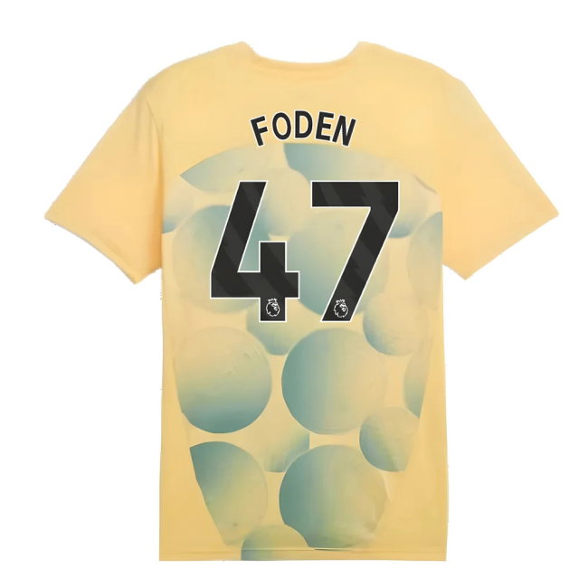 2024-2025 Man City Prematch SS Shirt (Flaxen) (Foden 47)