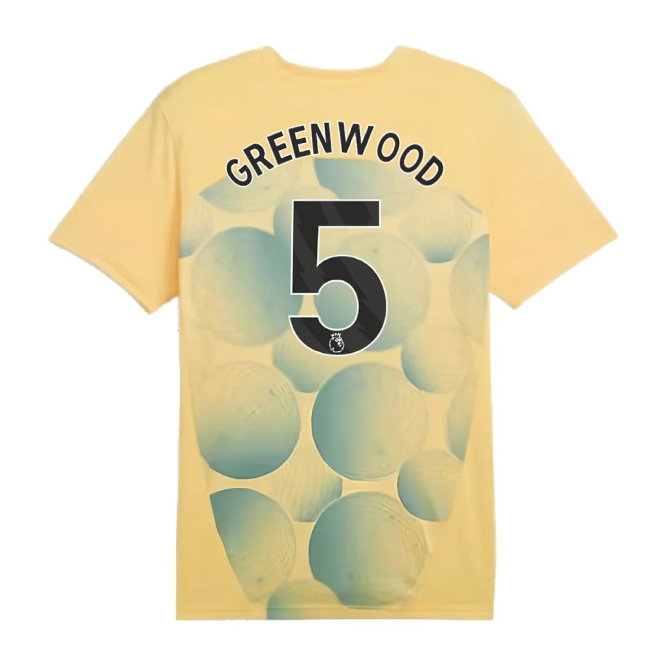 2024-2025 Man City Prematch SS Shirt (Flaxen) (Greenwood 5)