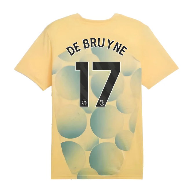 2024-2025 Man City Prematch SS Shirt (Flaxen) - Kids (De Bruyne 17)