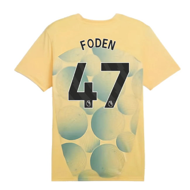 2024-2025 Man City Prematch SS Shirt (Flaxen) - Kids (Foden 47)