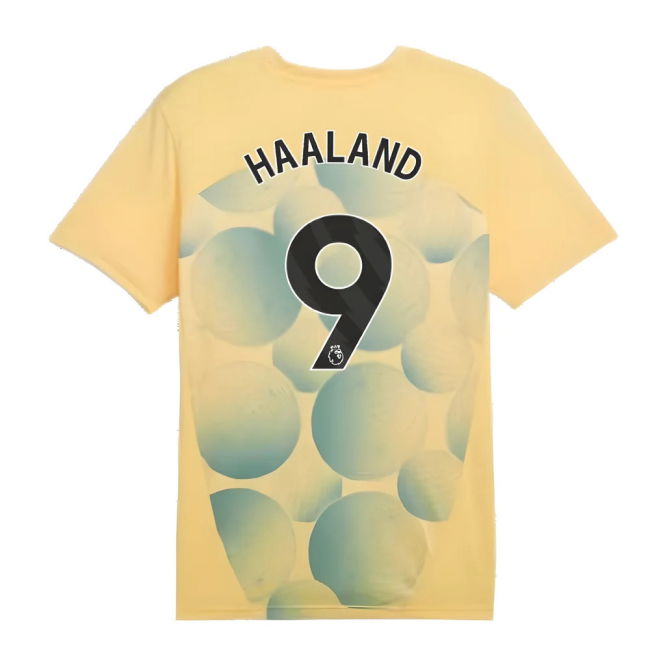 2024-2025 Man City Prematch SS Shirt (Flaxen) - Kids (Haaland 9)