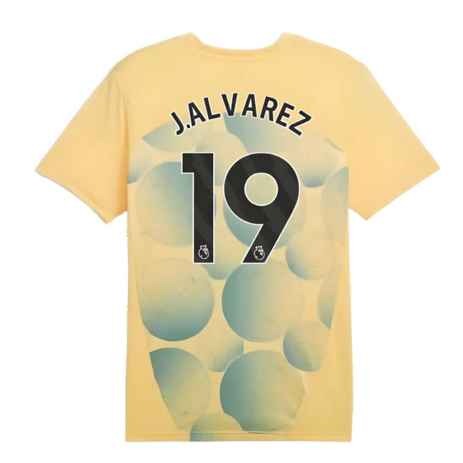 2024-2025 Man City Prematch SS Shirt (Flaxen) - Kids (J.Alvarez 19)
