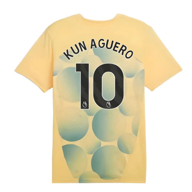 2024-2025 Man City Prematch SS Shirt (Flaxen) - Kids (Kun Aguero 10)