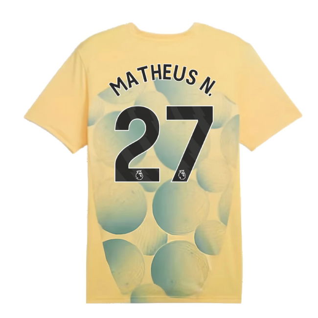 2024-2025 Man City Prematch SS Shirt (Flaxen) - Kids (Matheus N. 27)