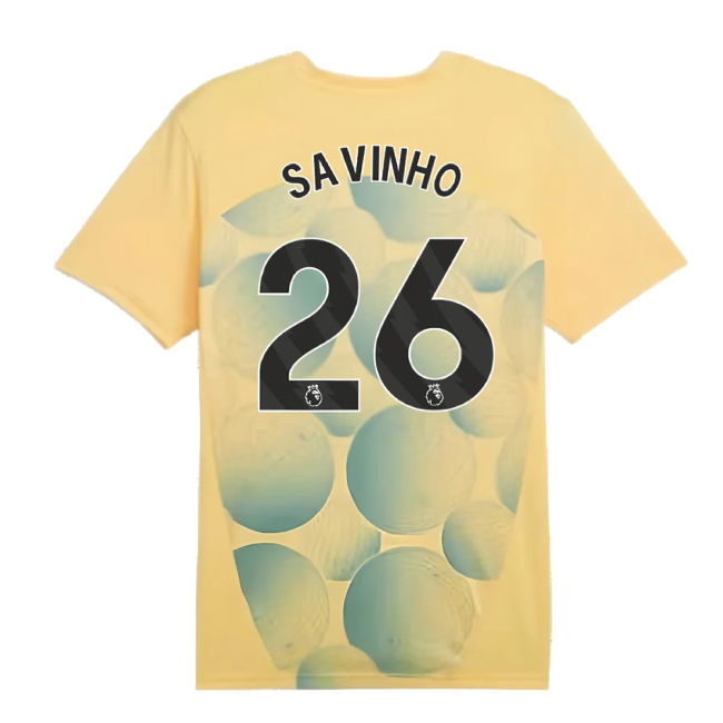 2024-2025 Man City Prematch SS Shirt (Flaxen) - Kids (Savinho 26)