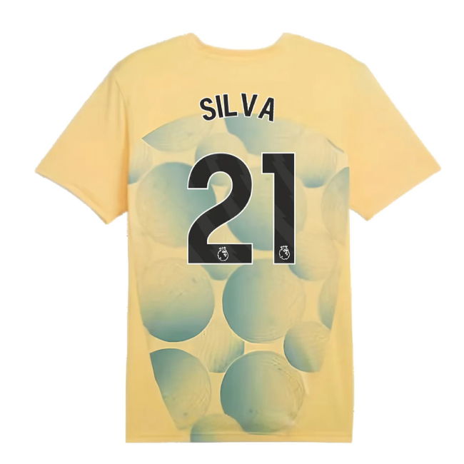 2024-2025 Man City Prematch SS Shirt (Flaxen) - Kids (Silva 21)