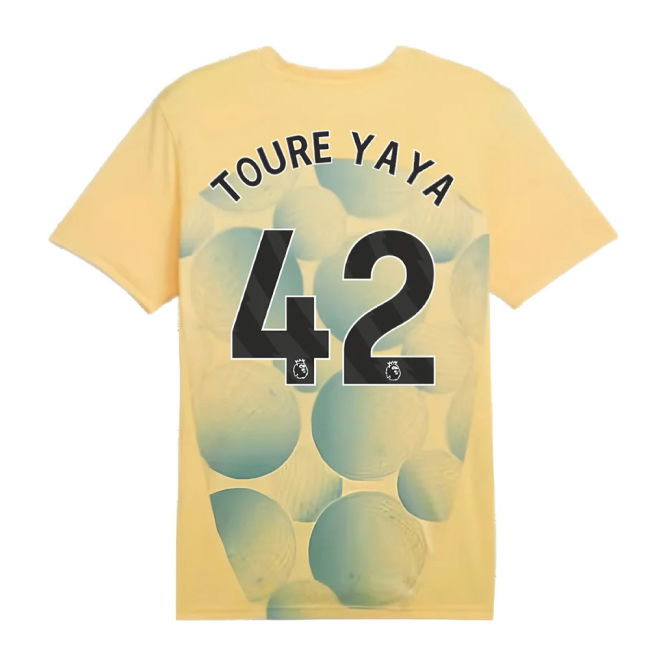 2024-2025 Man City Prematch SS Shirt (Flaxen) - Kids (Toure Yaya 42)