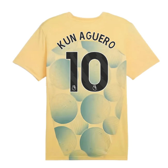 2024-2025 Man City Prematch SS Shirt (Flaxen) (Kun Aguero 10)