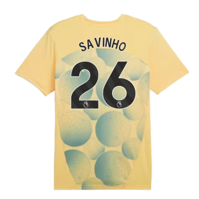 2024-2025 Man City Prematch SS Shirt (Flaxen) (Savinho 26)