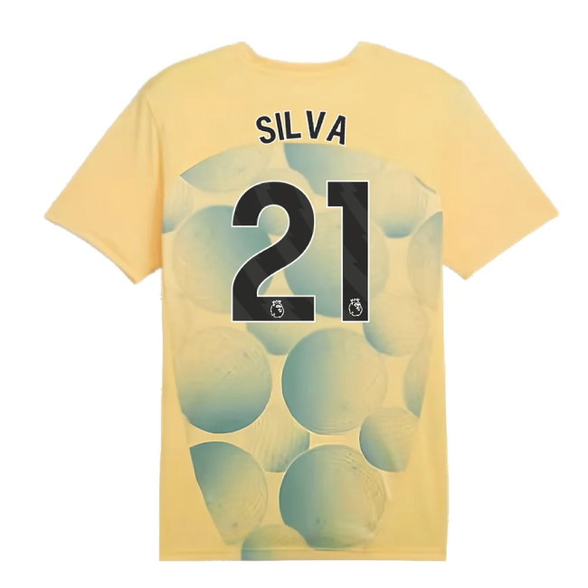 2024-2025 Man City Prematch SS Shirt (Flaxen) (Silva 21)