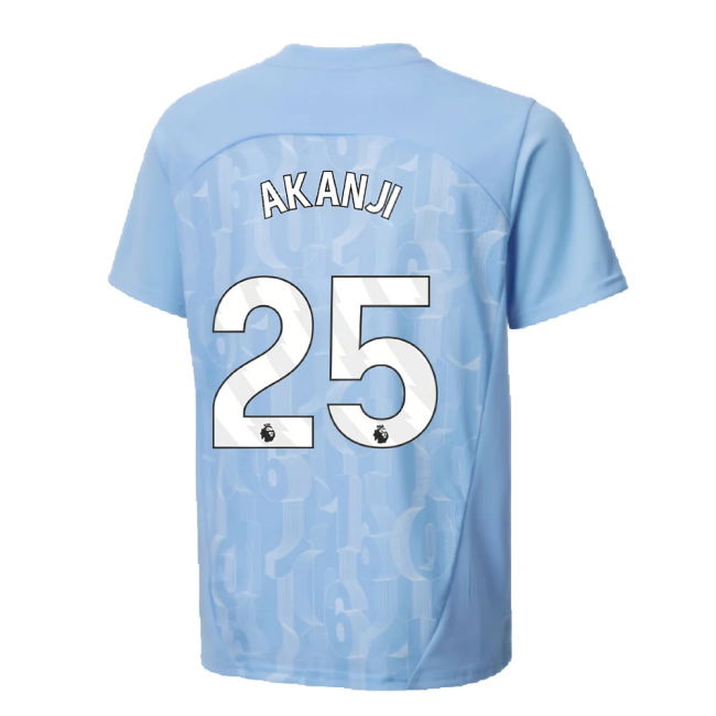 2024-2025 Man City Prematch SS Shirt (Light Blue) - Kids (Akanji 25)