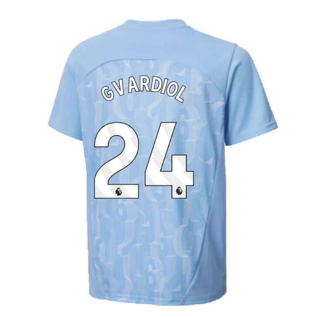 2024-2025 Man City Prematch SS Shirt (Light Blue) - Kids (Gvardiol 24)
