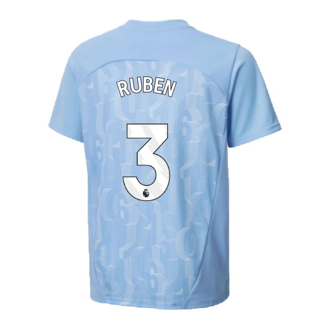 2024-2025 Man City Prematch SS Shirt (Light Blue) - Kids (Ruben 3)