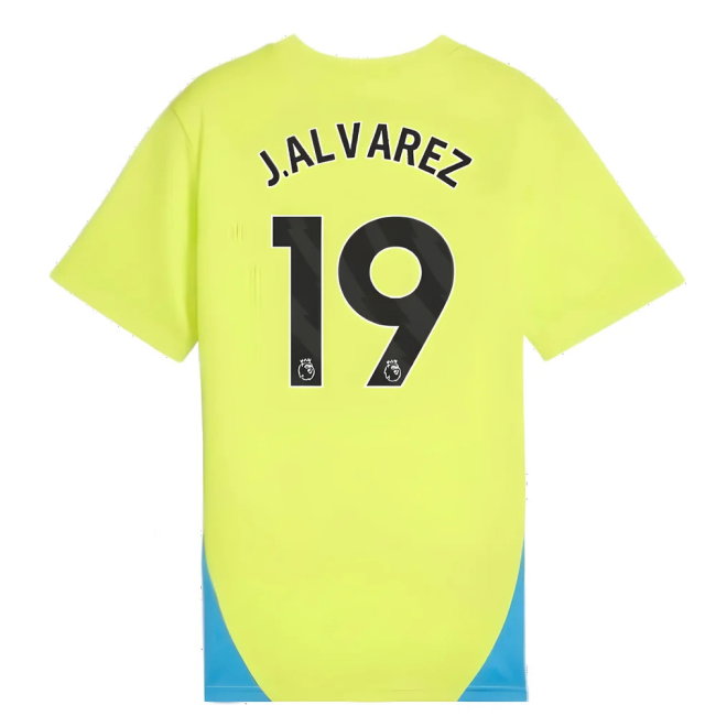 2024-2025 Man City Training Shirt (Yellow Glow) - Kids (J.Alvarez 19)