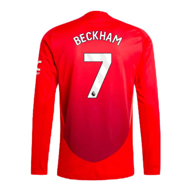 2024-2025 Man Utd Authentic Long Sleeve Home Shirt (Beckham 7)