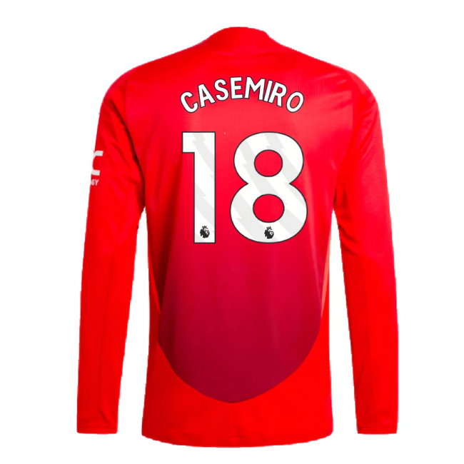 2024-2025 Man Utd Authentic Long Sleeve Home Shirt (Casemiro 18)